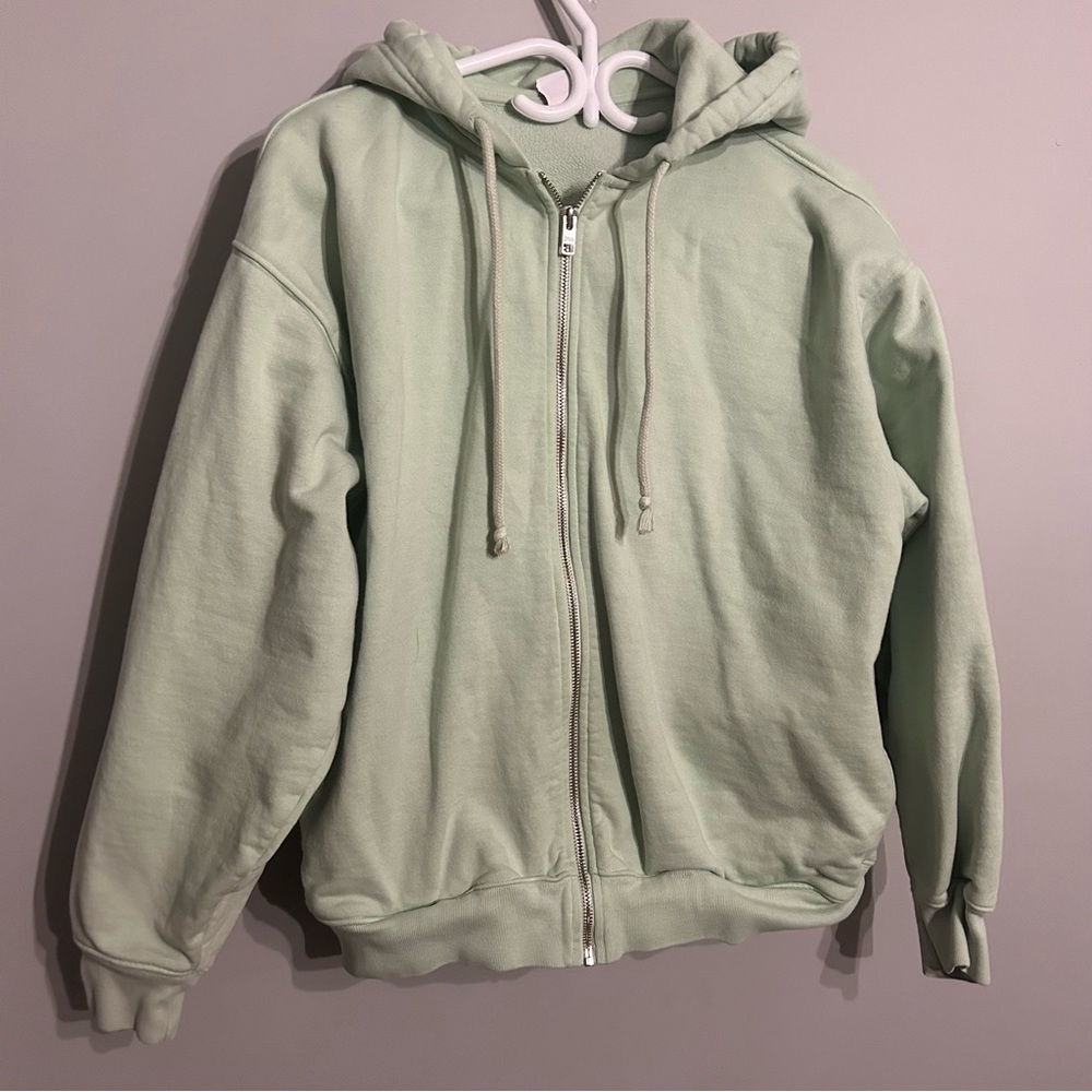 Cool green TNA extra fleece zip up (matching sweatpants listed on account)